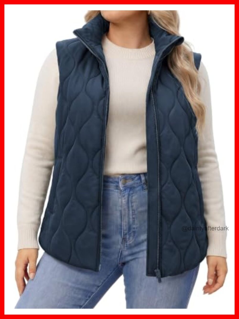 Plus Size Quilted Puffer Vest Zip Up Sleeveless Jacket with Pockets